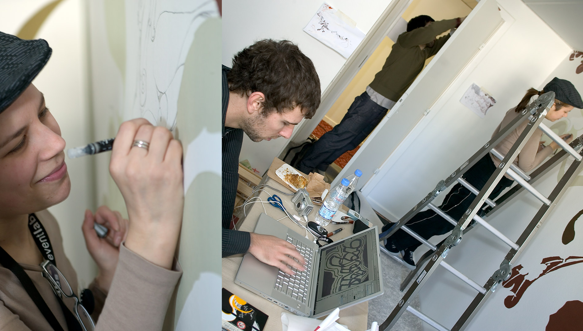 Messe Design Live Kommunikation Kopenhagen Hotel Fox Wand Künstler Laptop Going Places EventLabs