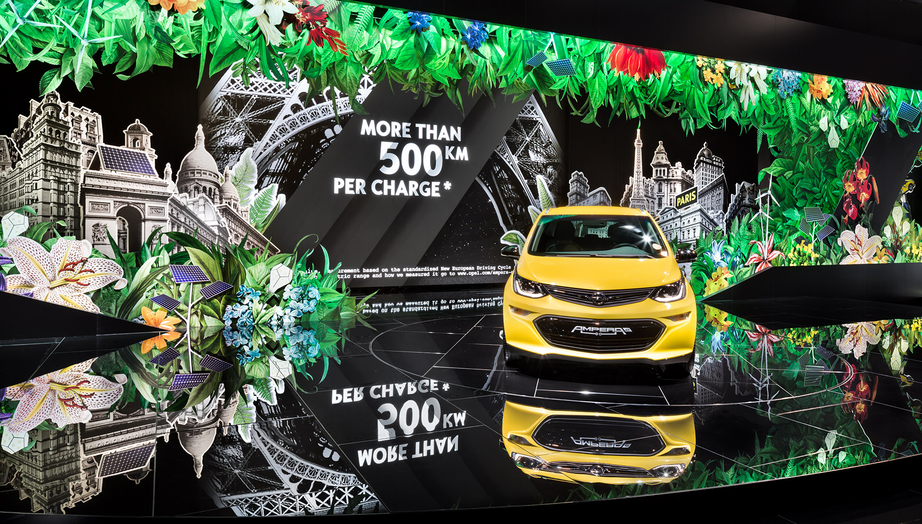 Messe Design Live Kommunikation Paris Motorshow Auto Opel gelb Bühnenbild Going Places EventLabs